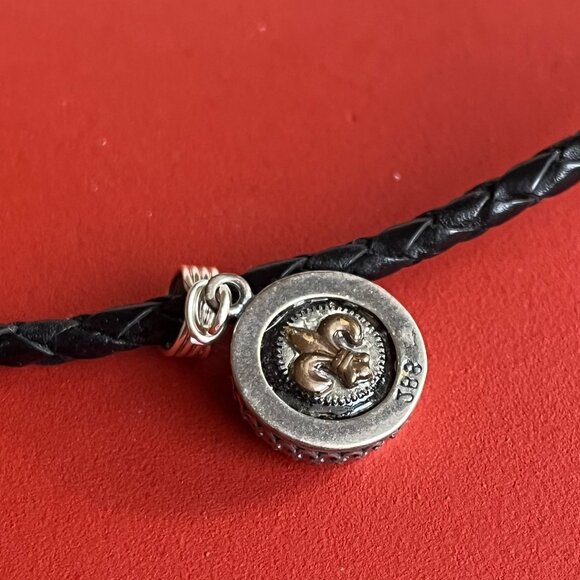 Braided Leather Necklace, Vintage Typewriter Key, Womens Mens Layering Necklace - Picture 7 of 7